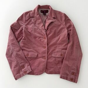 Y2K Roxy Pink Corduroy Blazer Jacket Women's Large 3 Button